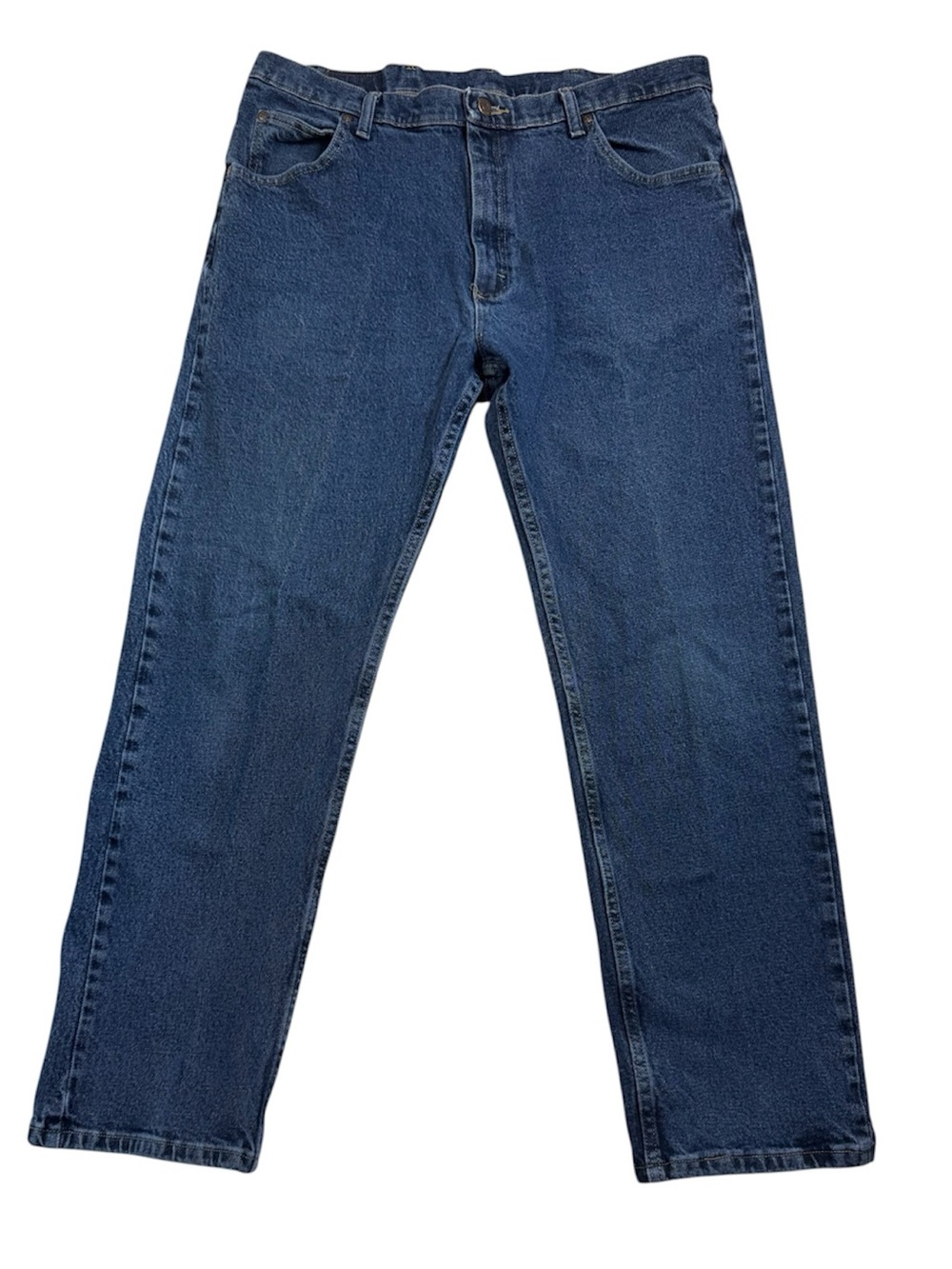 Wrangler Premium Straight Leg Stretch Jeans Mens 38x30 Blue Denim 1 of 2